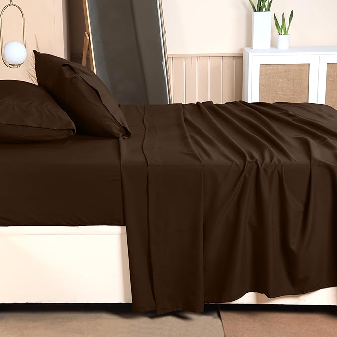 Utopia Bedding Twin Bed Sheets Set - 3 Piece Bedding - Brushed Microfiber - Shrinkage and Fade Resistant - Easy Care (Twin, Brown) - LeafyLoom