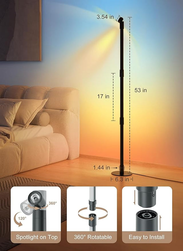 Smart RGBW LED Lamp with Spotlight, App & Remote Control, Music Sync, 16 Million Colors & Memory Function, Perfect for Living Room Bedroom Gaming Room & TV Backlighting Ambient Lighting & Wall Decor - LeafyLoom
