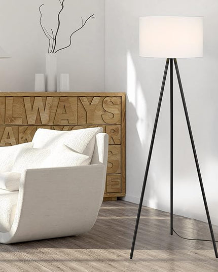 Catalina Lighting 19973-000 Mid-Century Modern Tripod Floor Lamp, Standing Lamp, Living Room Floor Light, LED Bulb NOT Included, 61.25", Black - LeafyLoom