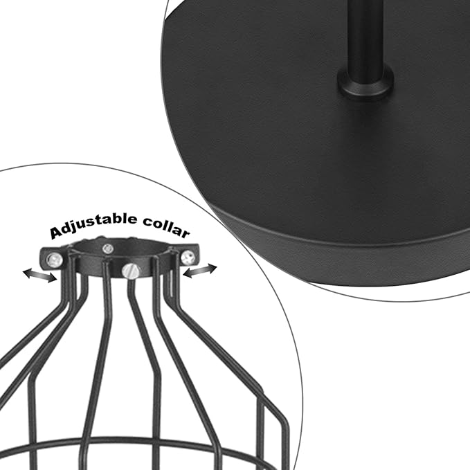 Industrial Frosted Black Floor Lamp with Cage Lampshade,On-Off Switch,Modern Indoor Pole Light for Bedroom,Living Room,Study Room or Offices (Black) - LeafyLoom