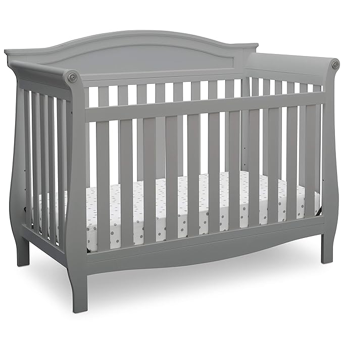 Delta Children Lancaster 4-in-1 Convertible Baby Crib & 3 Drawer Dresser with Changing Top, Grey - LeafyLoom