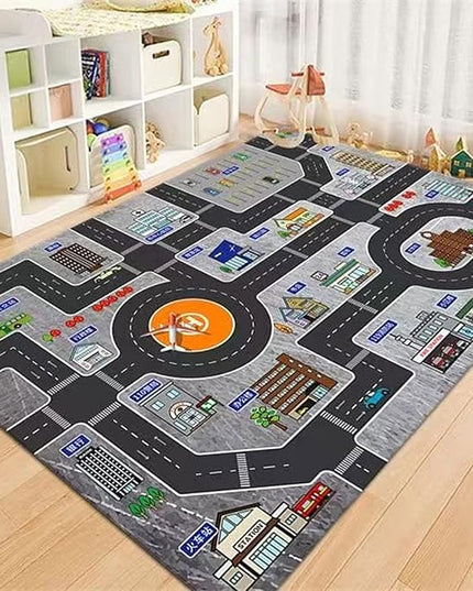Kids Rug Play Mat Great for Playing with Cars and Toys,Educational Kid Road and Traffic City Life Carpet,Children Baby Fun Throw Rug for Bedroom Play Room,24X35Inch/60X90CM - LeafyLoom