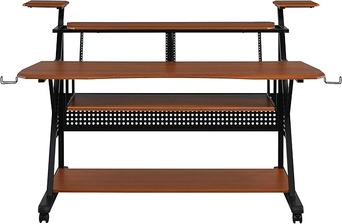 NicBex Laik-DW-00056-DX Desks, 67" W x 38" D x 42" H, Cherry - LeafyLoom