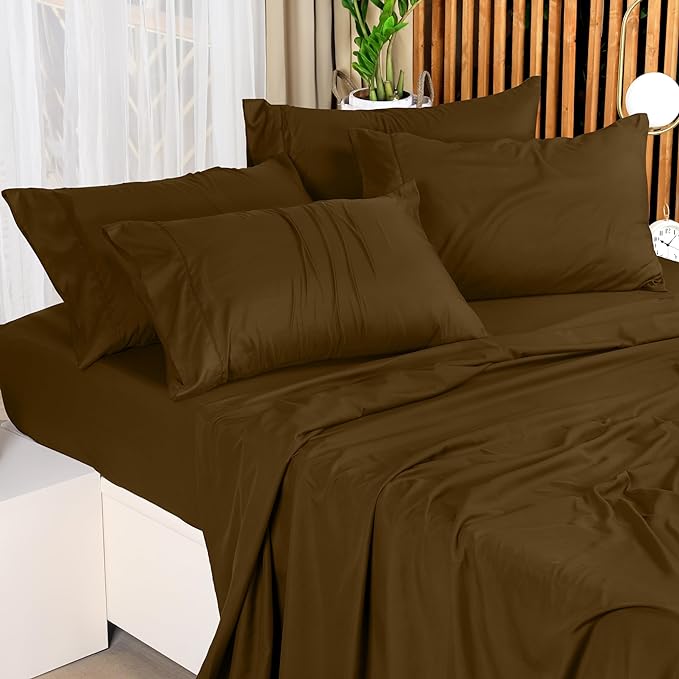 Utopia Bedding King Bed Sheets Set - 4 Piece Bedding - Brushed Microfiber - Shrinkage and Fade Resistant - Easy Care (King, Mocha) - LeafyLoom
