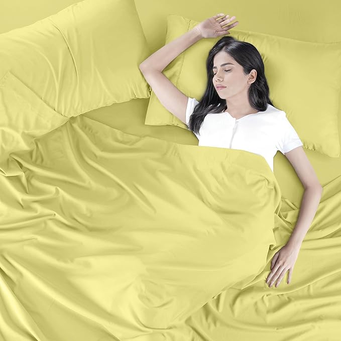 Utopia Bedding King Bed Sheets Set - 4 Piece Bedding - Brushed Microfiber - Shrinkage and Fade Resistant - Easy Care (King, Yellow) - LeafyLoom