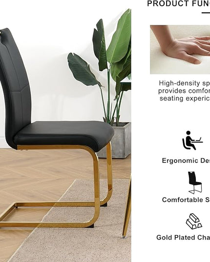NicBex Haerin-SD-00371-LWJ Dining Chairs, 16.5"x17.9"x38.2", Black and Gold - LeafyLoom
