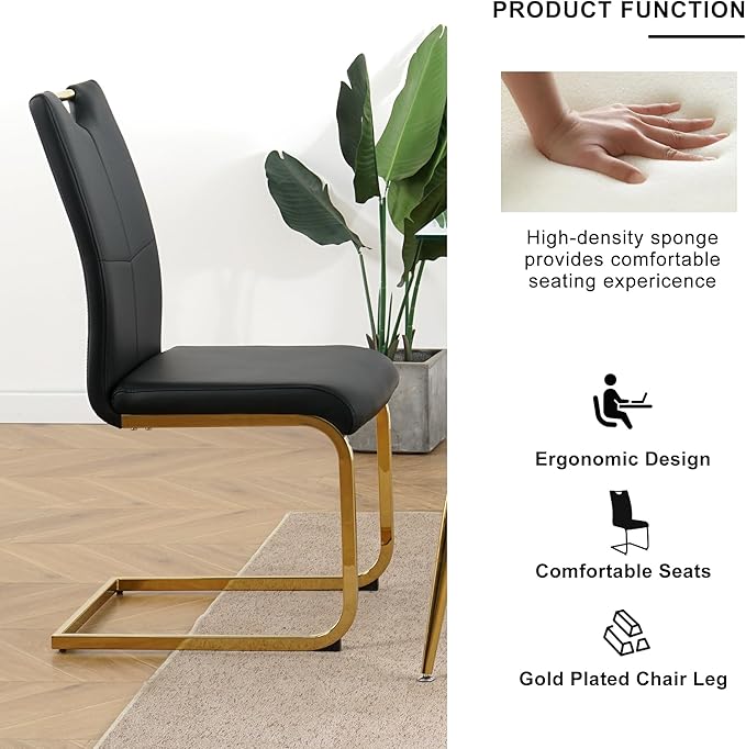 NicBex Haerin-SD-00371-LWJ Dining Chairs, 16.5"x17.9"x38.2", Black and Gold - LeafyLoom