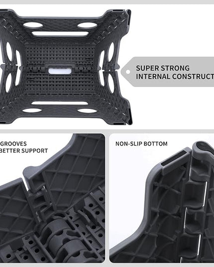 Delxo Folding Step Stool 13 inch Height Heavy Duty Foldable Step Stools for Adults and Kids,Kitchen Small Collapsible Fold Up Stepping Stool 1 Pack in Grey Dotted Texture - LeafyLoom