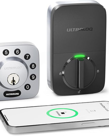 ULTRALOQ U-Bolt 5-in-1 Keyless Entry Backlit Keypad, App,Smart Door Lock, Bluetooth, Satin Nickel ULTRALOQ