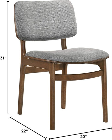 Armen Living Lima Wood Dining Accent Chairs Finish Fabric-Set of 2, 20" Wide, 22"D x 20"W x 31.5"H, Walnut/Grey - LeafyLoom