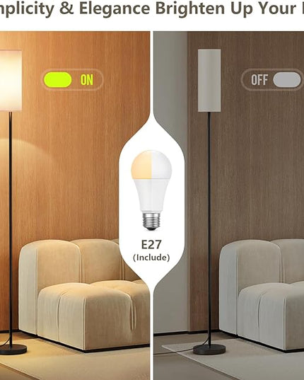 Floor Lamps for Living Room with 3 Color Temperatures, Modern Standing Lamp Tall Industrial Reading for Bedroom, Living Room, Office, Kids Room,9W Bulb Included - LeafyLoom