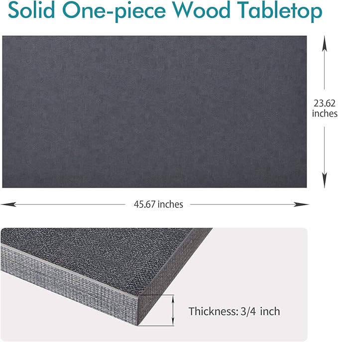 Kaboon Universal Tabletop 45.67"x23.62", Solid One-Piece Melamine Table Top, Double Desk L-Desk DIY, Home and Office, Greylish Blue - LeafyLoom