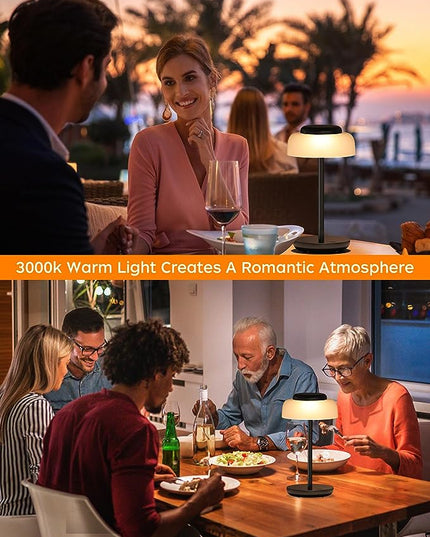 QiMH Battery Operated LED Table Lamp, 2 Pack 5000mAh Cordless Desk Lamp with 3 Level Brightness Touch Control, Mini Rechargeable Night Light for Living Room, Bedroom, Outdoor bar (Black) - LeafyLoom