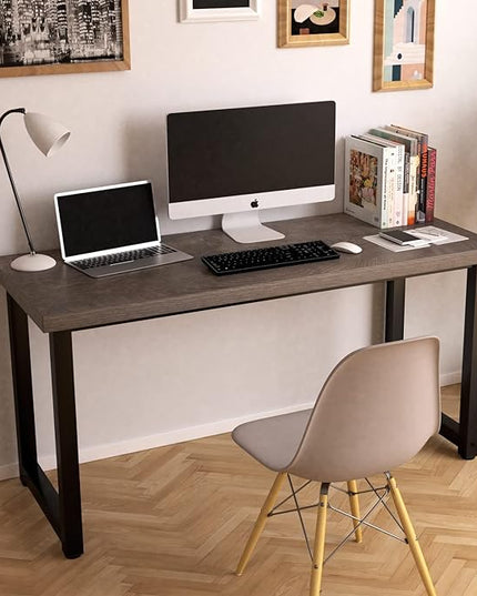 TOPSKY 59" Big Large Computer Office Desk 1.88" Thickness Desktop (Espresso Gray) - LeafyLoom