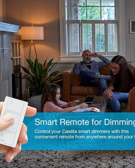Lutron Pico Remote for Caseta Smart Dimmer Switch, 3-Button Control with Raise/Lower and Preset Lighting Level, For Table Top or Wallmount Use, PJ2-3BRL-WH-L01R, White Lutron