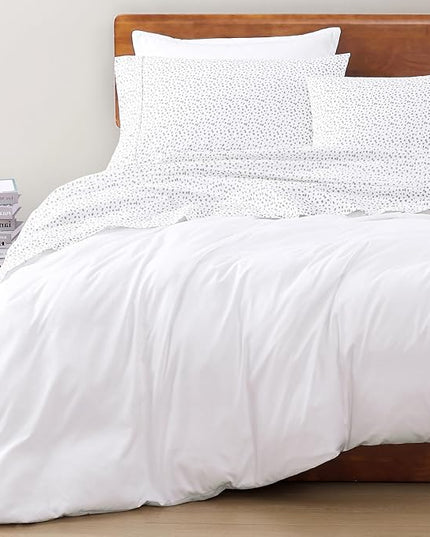 LANE LINEN 100% Organic Cotton Queen Sheet Set, 4Pc Cotton Sheets Queen Size Bed set, Soft & Breathable Percale Weave, Deep Pocket Queen Sheets, Hotel-Quality Bed Sheets Queen Size - Haze Grey - LeafyLoom