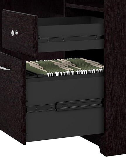 Bush Furniture Cabot 60W L Shaped Computer Desk in Espresso Oak - LeafyLoom