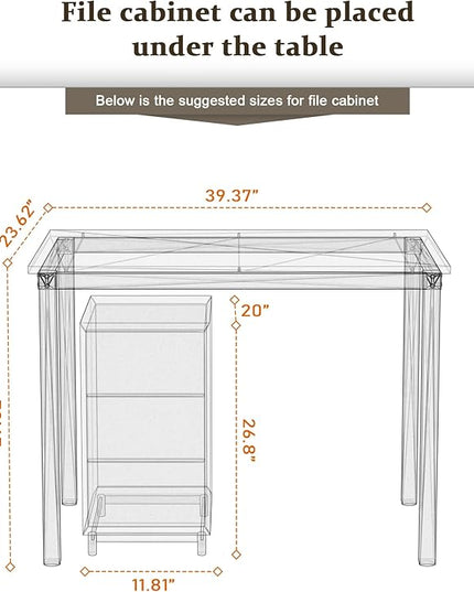 Teraves Computer desk/Dining Table Office Desk Sturdy Writing Workstation for Home Office (39.37“, White) - LeafyLoom