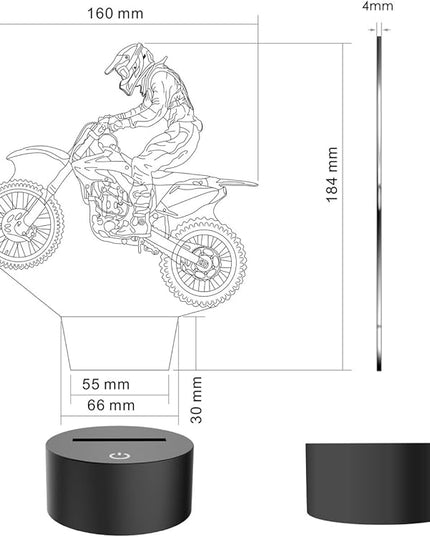 Motocross 3D Lamp, LED Illusion Motorcycle Night Light for Kids Room Decor USB 7 Color Changing Toys Birthday Gifts for Father Boys Sports Guy - LeafyLoom