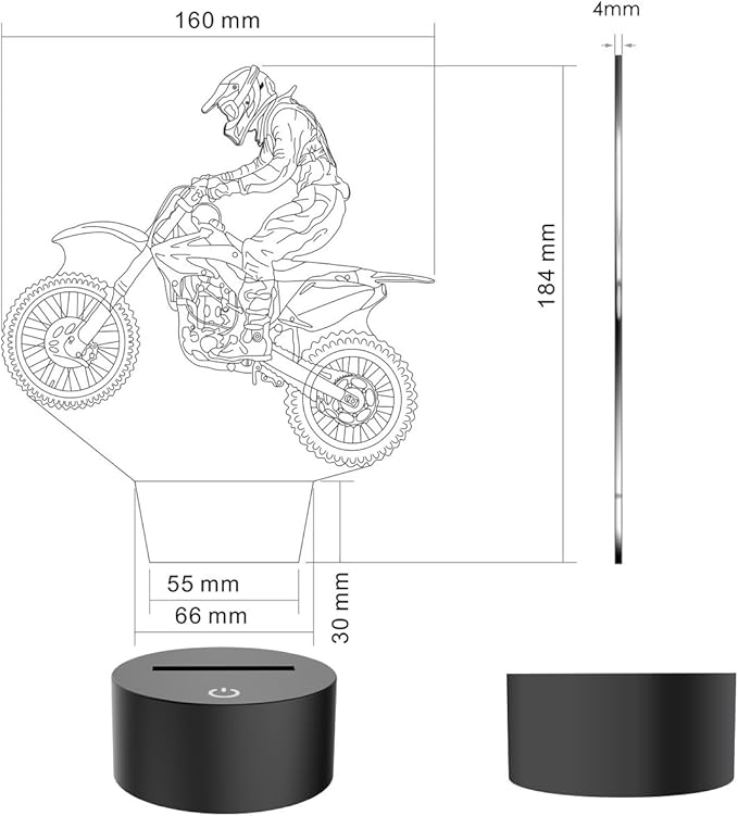 Motocross 3D Lamp, LED Illusion Motorcycle Night Light for Kids Room Decor USB 7 Color Changing Toys Birthday Gifts for Father Boys Sports Guy - LeafyLoom