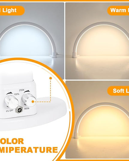 Super Bright Half Moon Light for Nail Desk, Upgrade Nail Lamp for Desk with Stepless Dimming, Half Moon Desk Lamp 3 Color Temperature - LeafyLoom