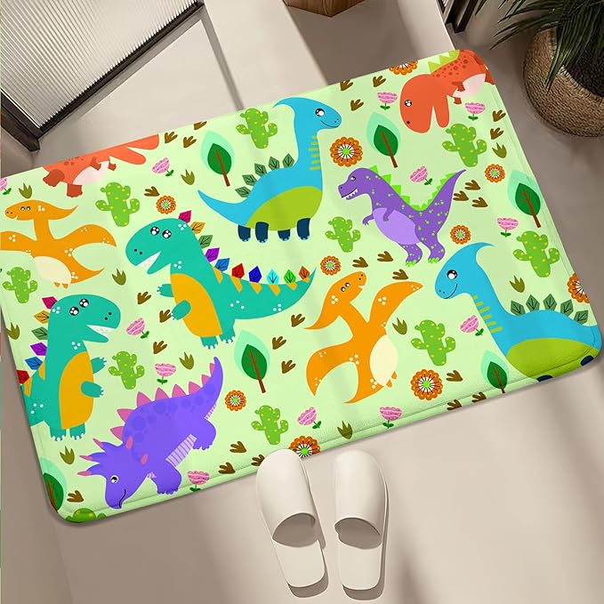 Dinosaur Carpet for Boys Room Dinosaur Play Rug Kids Rug Cartoon Dinosaur Carpet Dino Rug Dinosaur Area Rug for Bedroom Livingroom Playing Room,Green 2'×3' - LeafyLoom