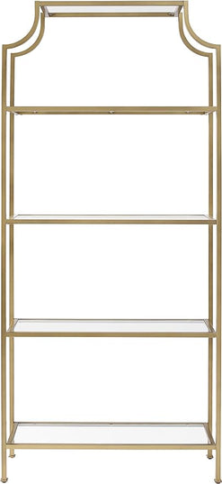 Crosley Furniture Aimee Etagere Bookcase - Gold and Glass - LeafyLoom