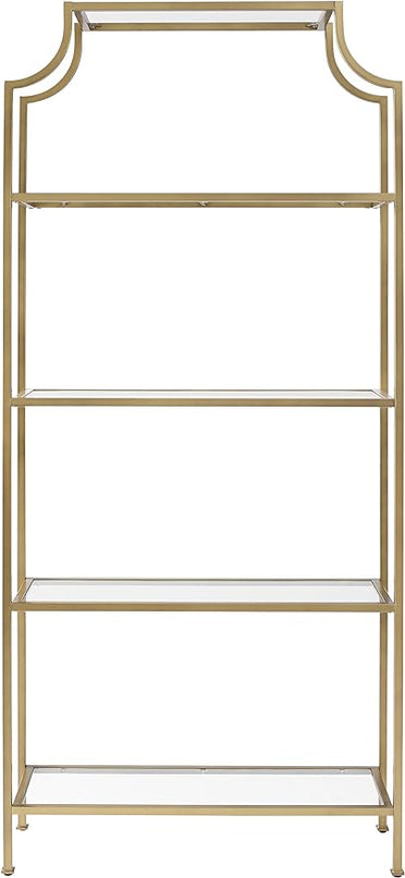 Crosley Furniture Aimee Etagere Bookcase - Gold and Glass - LeafyLoom