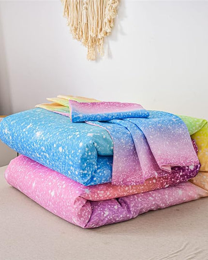 Holawakaka Space Star Ombre Comforter Set Ombre Multi-color Gradient Bedding Set Twin Size (Multi-color, Twin) - LeafyLoom