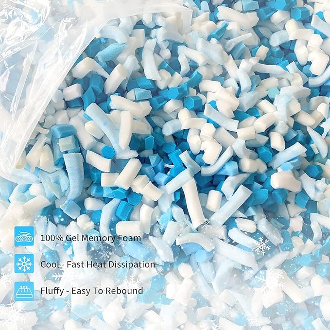 5 LBS Shredded Memory Foam Filling, Bean Bag Filler, Added Gel Particles Comfortable and Soft,Very Suitable for Filling Bean Bags, Pillows,Dog beds, Couch Cushion - LeafyLoom