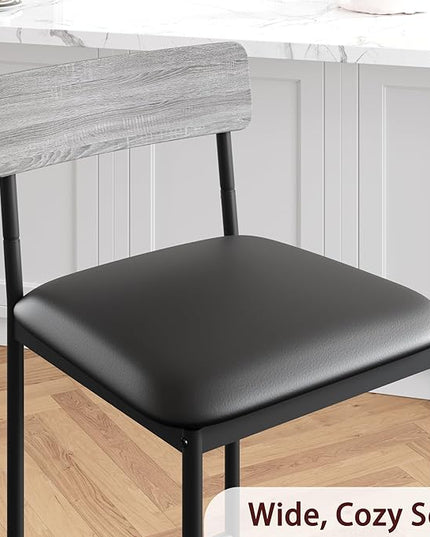 GAOMON Dining Table Set for 2, Kitchen Table and Chairs for 2 with Upholstered Chairs, 3 Piece Counter Height Bar Kitchen Table Set with 3 Storage Shelves for Small Space, Apartment, Rustic Gray - LeafyLoom