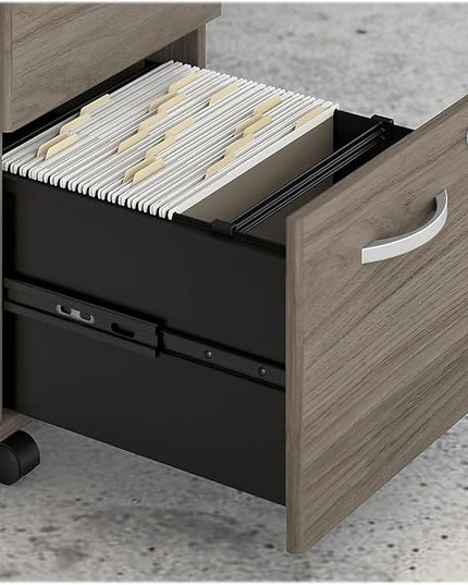 Bush Furniture HYF116MHSU-Z Bush Business Furniture Hybrid 2-Drawer Mobile File Cabinet, Letter/Legal, Modern Hickory, 20-Inch - LeafyLoom