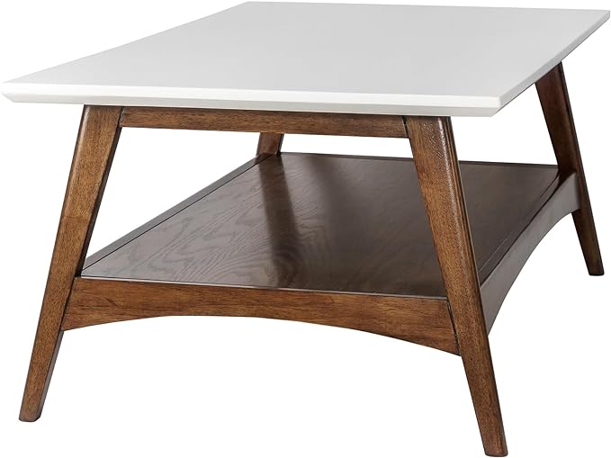 Madison Park Parker Table Modern Mid-Century Accent Living Room Furniture, Medium, Off-White/Pecan - LeafyLoom