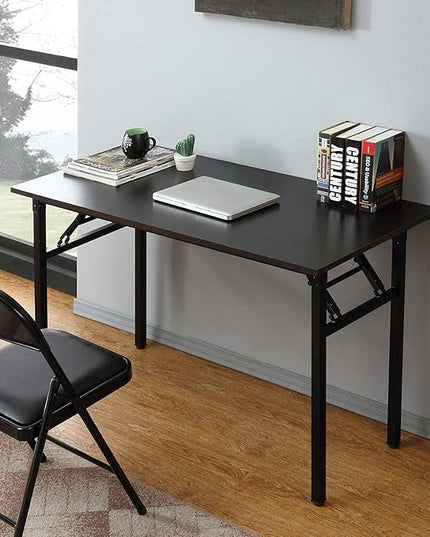 Folding Desk, 47 inch No Assembly Folding Desks for Small Spaces, Sturdy Foldable Computer Desk, Functional Home Office Desks, Study Writing Desk Office Table Workstation for Home Office Outdoor - LeafyLoom
