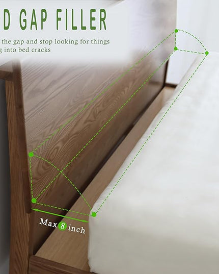 Bed Wedge Pillow for Headboard, Bed Gap Filler King of Headboard Pillow, Mattress Gap Filler Made with Triangle Pillow to Close The Gap (0-8") Between Headboard/Wall and Mattress (White, 76"x8"x 6") - LeafyLoom