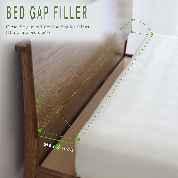 Bed Wedge Pillow for Headboard, Bed Gap Filler King of Headboard Pillow, Mattress Gap Filler Made with Triangle Pillow to Close The Gap (0-8") Between Headboard/Wall and Mattress (76"x8"x 6") - LeafyLoom