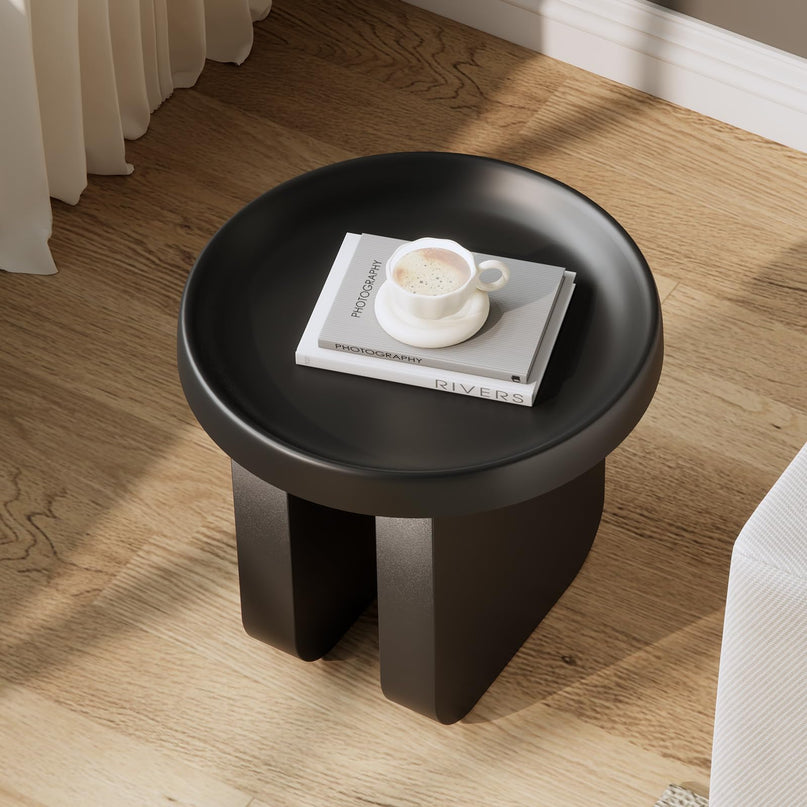 Round Coffee Table,Modern Coffee Table,Unique Circle Coffee Tables,Metal Center Table for Living Room (Black, 29.5 x 16.5) LeafyLoom