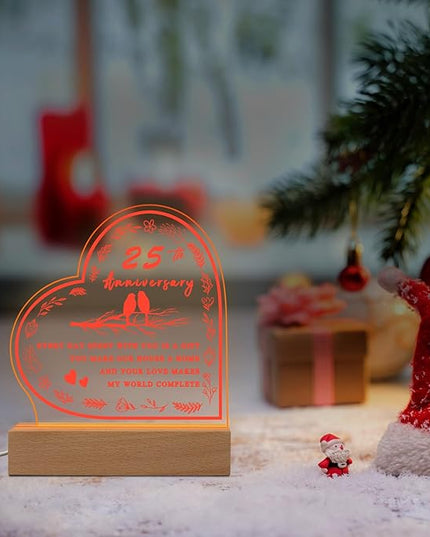 25th Anniversary Wedding Gift,25th Anniversary Dimmable Night Light for Couples,Parents,Husband & Wife,25th Anniversary for Christmas with Gift Box - LeafyLoom