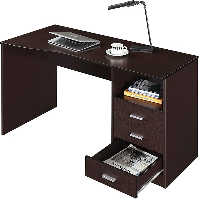 Techni Mobili Classic Computer Desk with Multiple Drawers, 29.5" x 23.6" x 51.2", Wenge - LeafyLoom