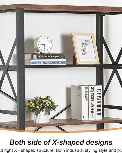 HOMBAZAAR Bookshelf, 5-Tier Industrial Bookshelf, Etagere Bookcases and Bookshelves, Tall Bookshelf Storage Organizer, Freestanding Bookshelf for Living Room, Bedroom and Home Office, Brown - LeafyLoom