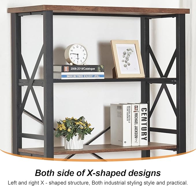 HOMBAZAAR Bookshelf, 5-Tier Industrial Bookshelf, Etagere Bookcases and Bookshelves, Tall Bookshelf Storage Organizer, Freestanding Bookshelf for Living Room, Bedroom and Home Office, Brown - LeafyLoom