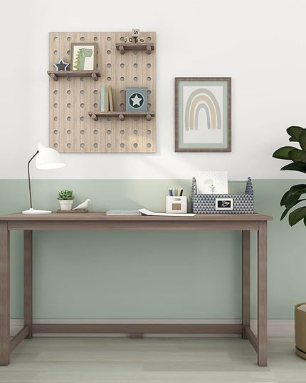 Max & Lily Solid Wood Desk, 55 Inches, Clay - LeafyLoom