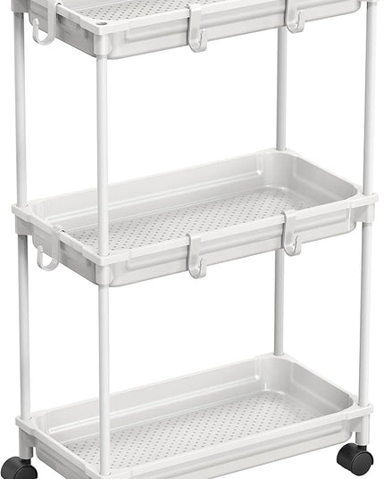 Simple Houseware Standard 3-Tier Slim Rolling Storage Cart, White - LeafyLoom