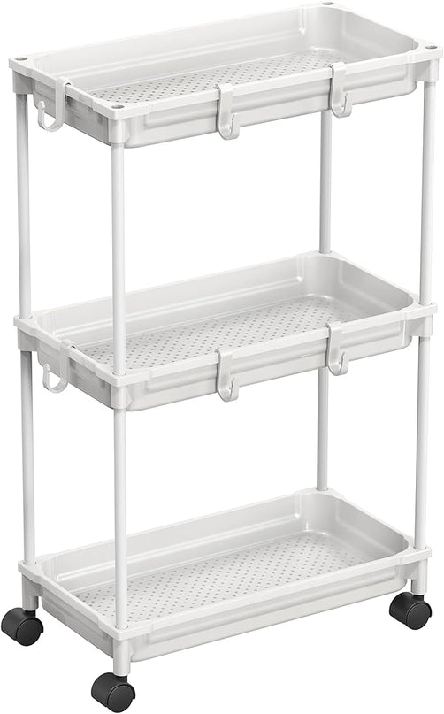 Simple Houseware Standard 3-Tier Slim Rolling Storage Cart, White - LeafyLoom
