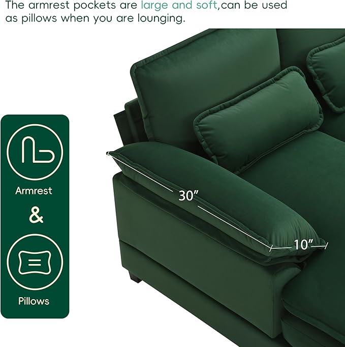 Symmetrical Modular Sectional Sofa with Chaise Lounge, 6 Seater Velvet Upholstered Cloud Couch, U Shaped Oversized Sleeper Sofa&Couches with Thicked Cushion & Detackable Backrest Living Room - LeafyLoom