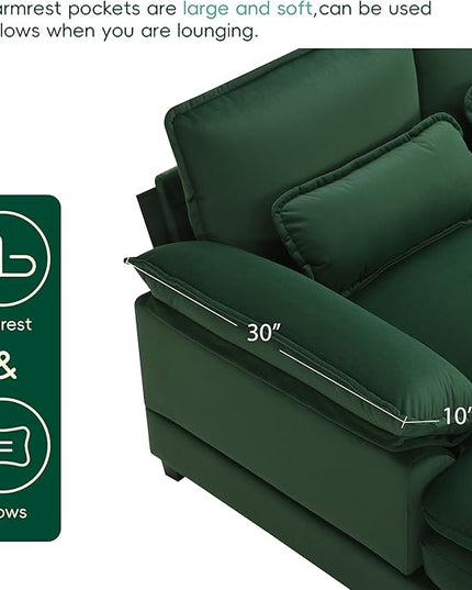 Symmetrical Modular Sectional Sofa with Chaise Lounge, 6 Seater Velvet Upholstered Cloud Couch, U Shaped Oversized Sleeper Sofa&Couches with Thicked Cushion & Detackable Backrest Living Room - LeafyLoom