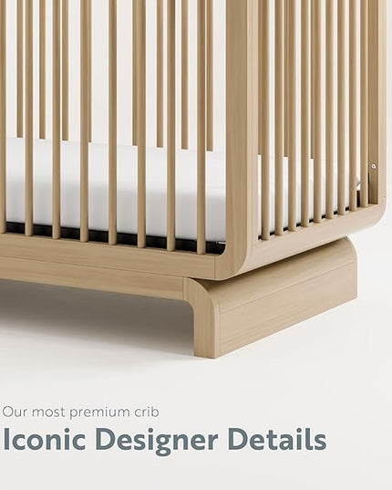 Storkcraft Santorini Deluxe 5-in-1 Convertible Crib with Bonus Toddler Guardrail (Driftwood) – GREENGUARD Gold Certified, Toddler Guardrail Included in Box, Fits Standard Crib Mattress - LeafyLoom