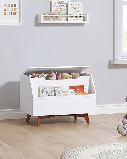 UTEX Kids Toy Box, Wooden Toy Chest, Kids Storage Organizer Bench with Front Book Storage Area for Boys and Girls, Children's Furniture, White - LeafyLoom