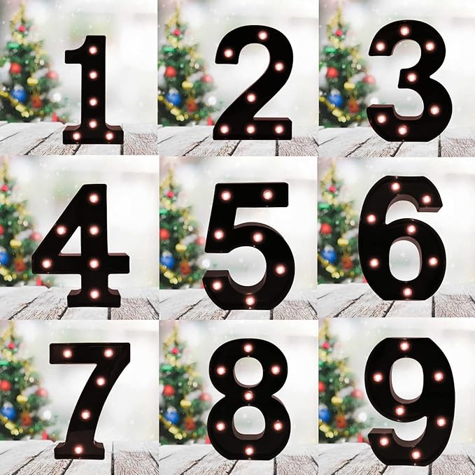 Light Up Black Alphabet Marquee Number Sign LED Marquee Number Lights Sign for Night Light Home Bar Christmas Lamp Birthday Party Wedding Decoration 8 - LeafyLoom