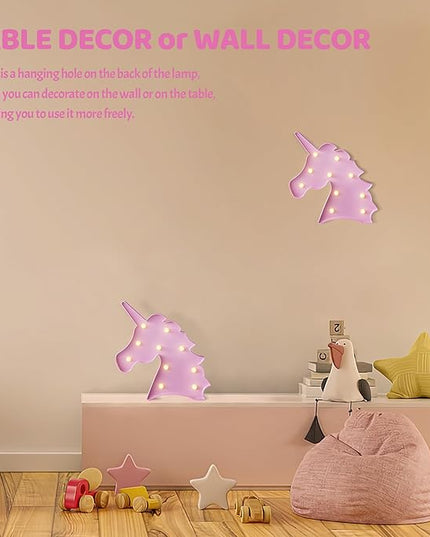 Pink Unicorn Decor, Battery Powered Unicorn Night Light for Kids, Unicorn Party Decorations, Unicorn Birthday Decorations for Girls, Pink Room Decor, Pink Decor, Pink Wall Decor - LeafyLoom